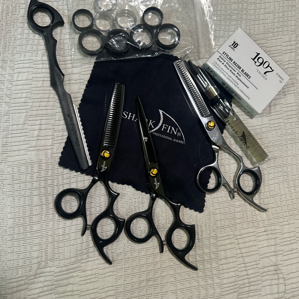 Black Hair Accessories Set with Professional Scissors